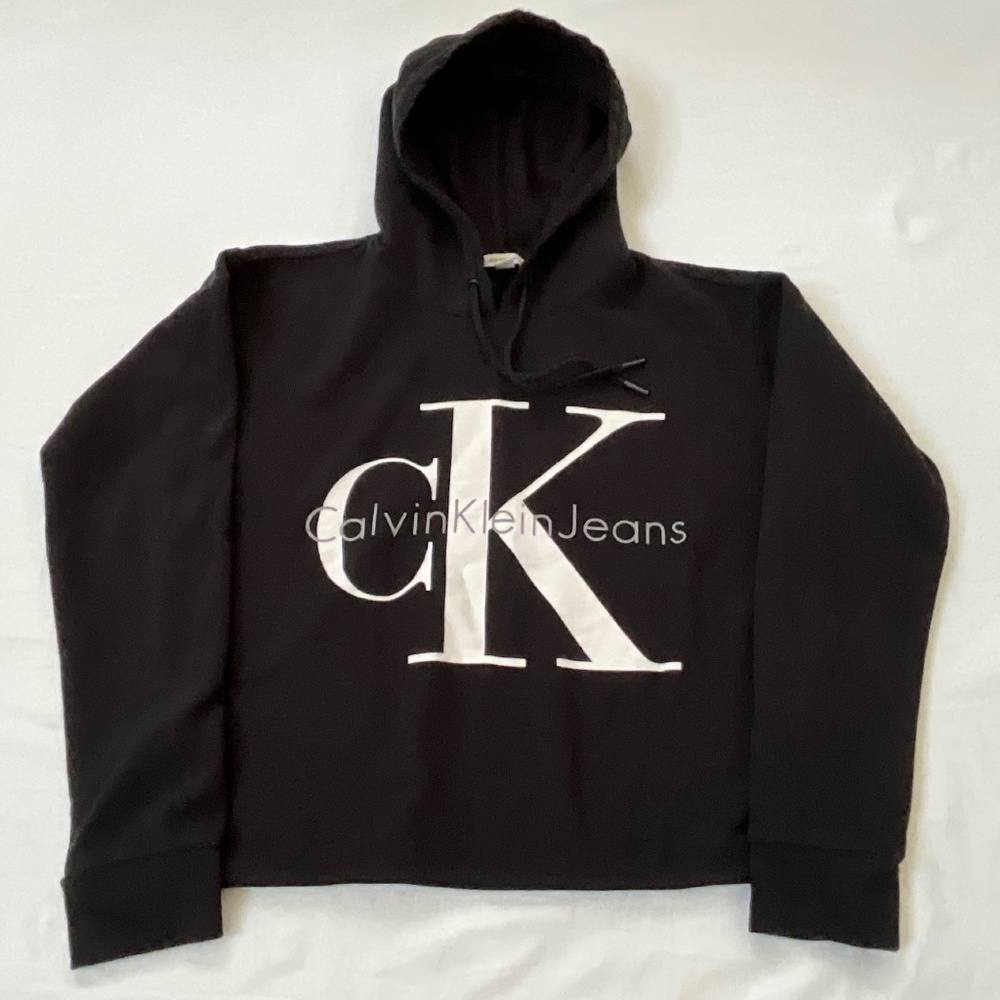CALVIN KLEIN JEANS Boxy Crop Hoodie Black - Picture 1 of 10